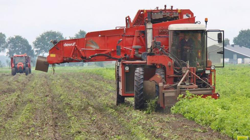 Het land dat aardappelzetmeelteler Johan Dekker in gebruik heeft kon de 70 millimeter regen van zondag en maandag prima aan.