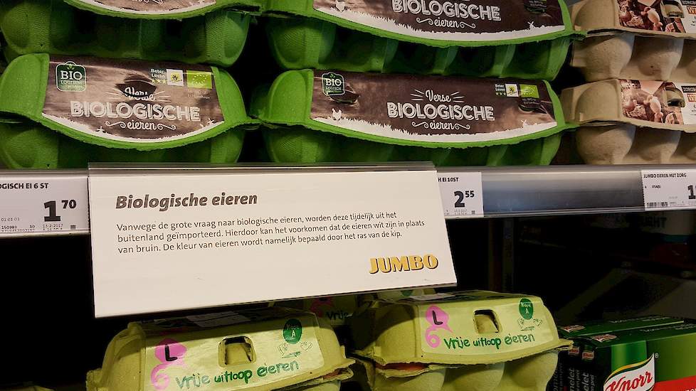 De Jumbo importeert tijdelijk biologische eieren uit het buitenland.