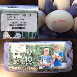 „@GussinkloPluimv @plussupermarkt #hetkanwel: @agrimarkt heeft eieren van @DeBaarEi met extra sticker in schap. #meedenken oor boer", reageert leghennnenhouder Léon Jansen uit het Zeeuwse Schore.