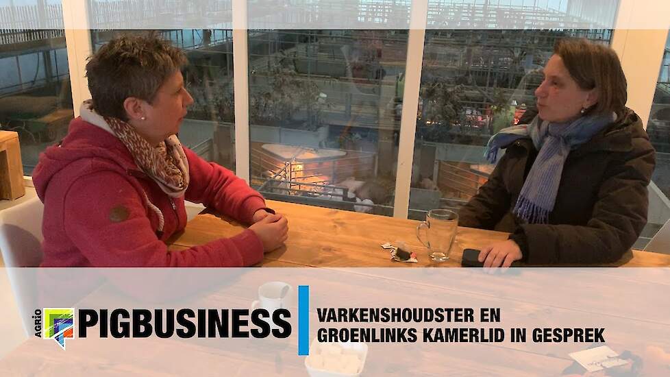 Varkenshoudster en GroenLinks Kamerlid in gesprek