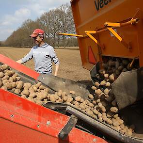 Minkhorst is op 1 april begonnen met poten. Na een week sloeg het weer om. Door de winterse omstandigheden heeft het poten vervolgens tien dagen stilgelegen. „Nu zijn we net weer begonnen.” Er zit nu 75 hectare in.