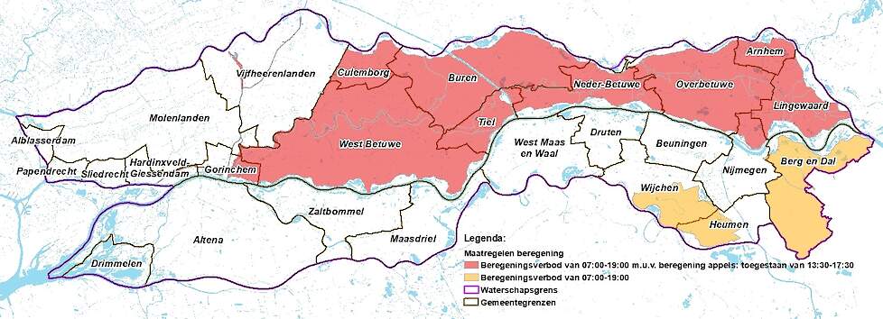 In de rode en gele gebieden geldt overdag een onttrekkingsverbod.