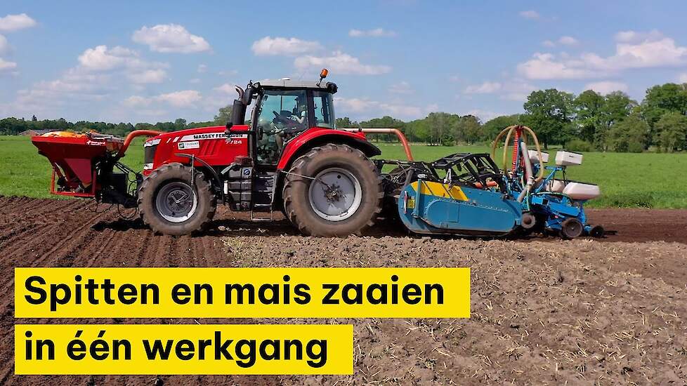 Spitten en mais zaaien in één werkgang